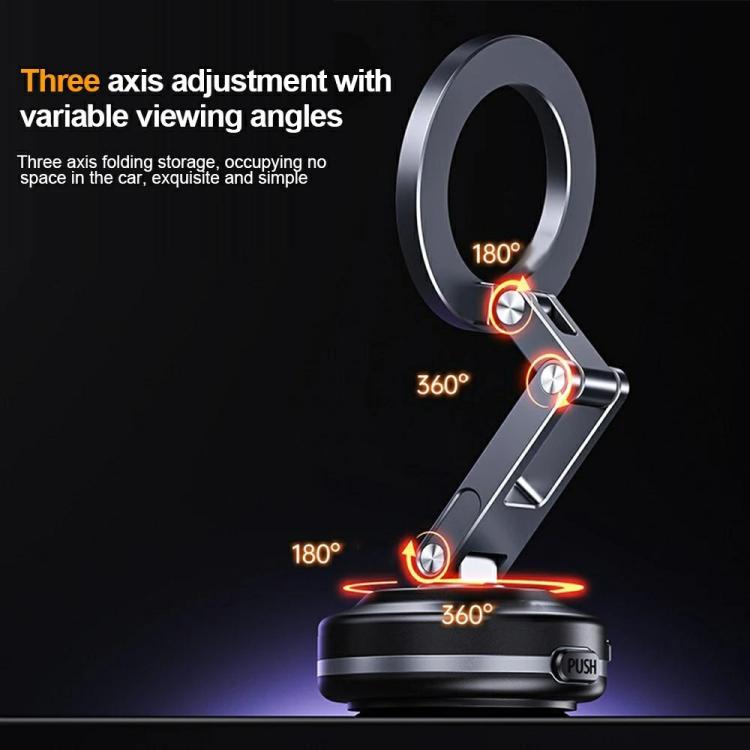 X63 Foldable Arm Car Phone Navigation Mount Vacuum Suction Cup Aluminum Alloy Holder