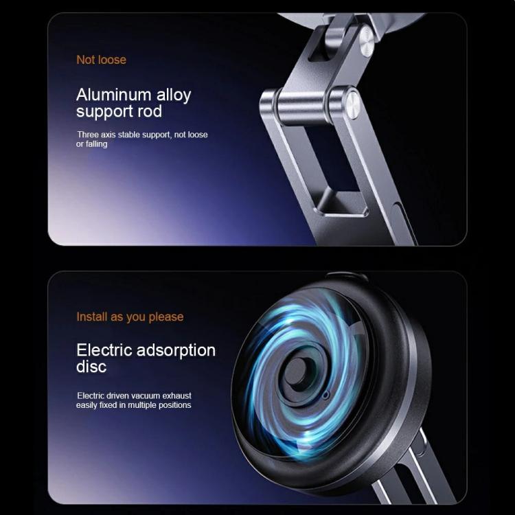 X63 Foldable Arm Car Phone Navigation Mount Vacuum Suction Cup Aluminum Alloy Holder