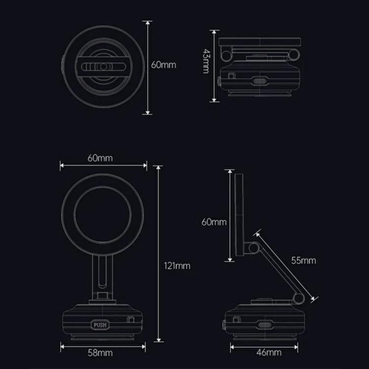 X64 Car Phone Mount Foldable Magnetic Electric Vacuum Suction Smartphones Bracket