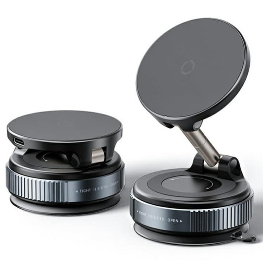 X68W 15W Wireless Charging Vacuum Suction Cup Foldable Car Dashboard Magnetic Phone Holder