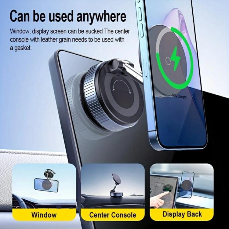 X68W 15W Wireless Charging Vacuum Suction Cup Foldable Car Dashboard Magnetic Phone Holder