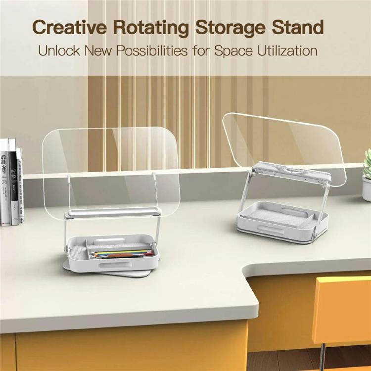 R22H Adjustable Rotating Foldable Laptop Tablet Book Holder Stand with Bottom Storage Box