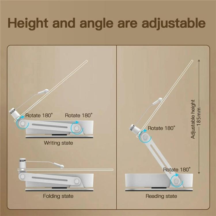 R22H Adjustable Rotating Foldable Laptop Tablet Book Holder Stand with Bottom Storage Box