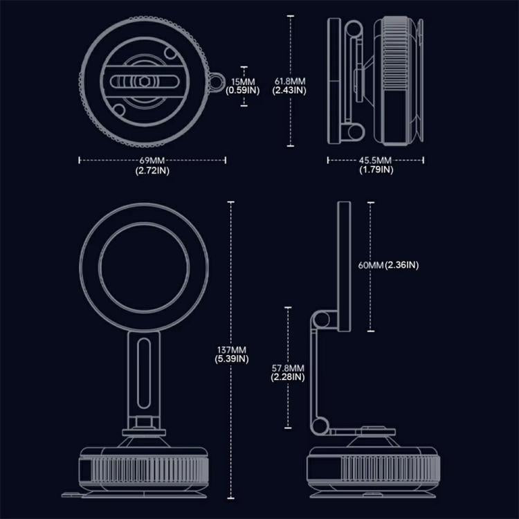 X54 Dashboard Windshield Suction Cup Mount Foldable Navigation Stand Magnetic Car Phone Holder