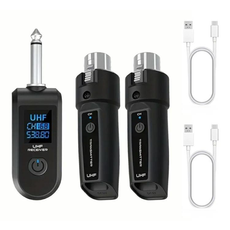 K1 For Handheld Dynamic Mic Wired to Wireless Microphone Converter, 2 Transmitter + 1 Receiver