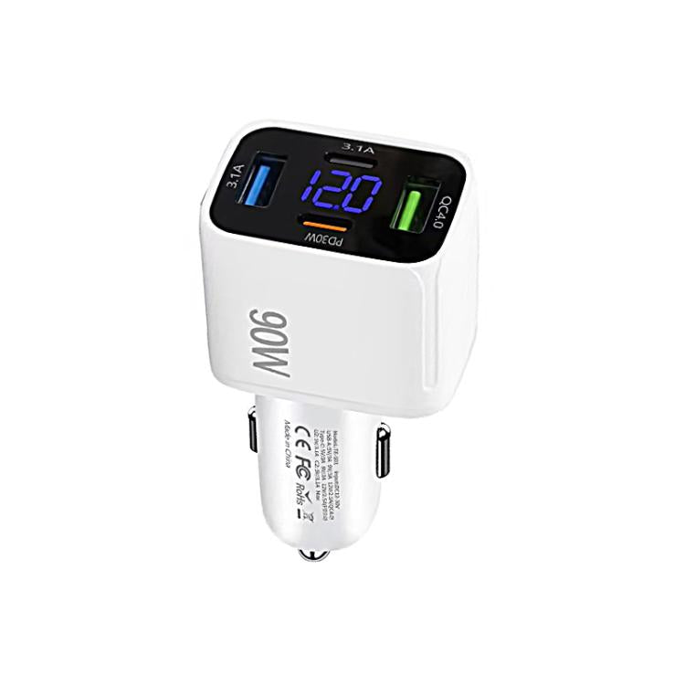 QC4.0 30W + PD3.0 30W LED Digital Display Car Charger