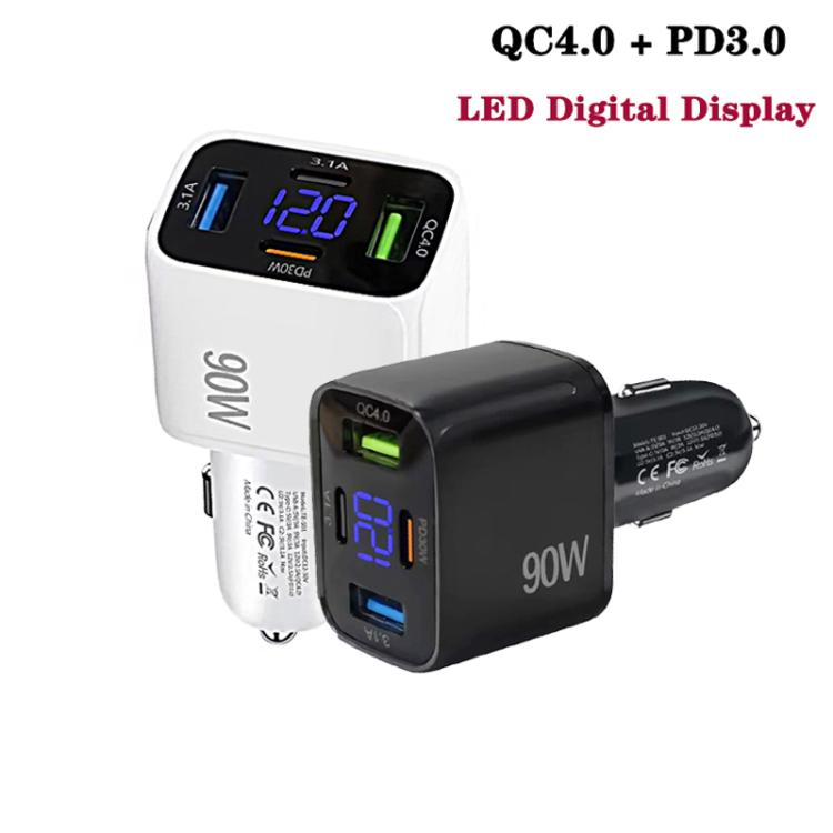 QC4.0 30W + PD3.0 30W LED Digital Display Car Charger