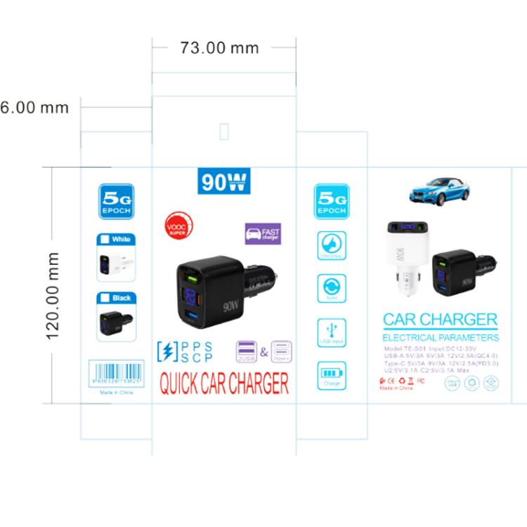 QC4.0 30W + PD3.0 30W LED Digital Display Car Charger