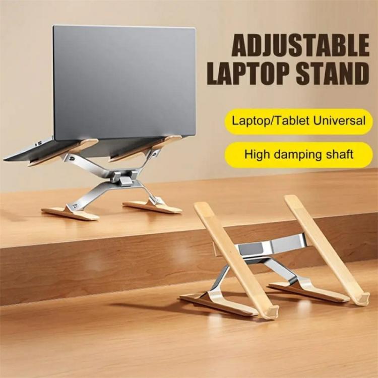 P70W Adjustable Height Solid Wood + Aluminum Alloy Cooling Stand for 14-16 inch Laptops