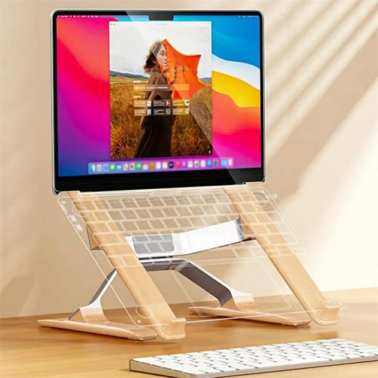 P70W Adjustable Height Solid Wood + Aluminum Alloy Cooling Stand for 14-16 inch Laptops