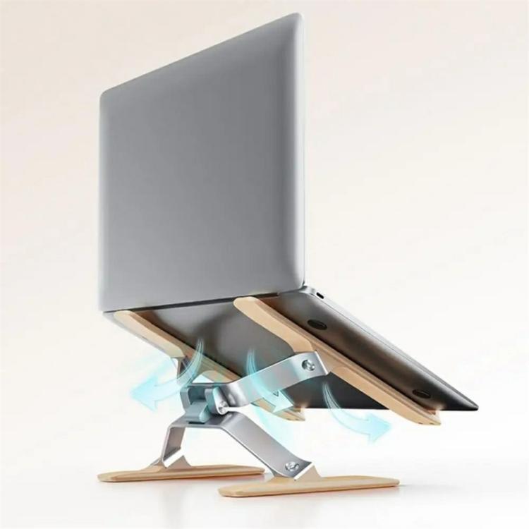 P70W Adjustable Height Solid Wood + Aluminum Alloy Cooling Stand for 14-16 inch Laptops