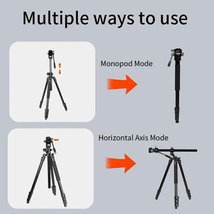 JMARY KS355+HG60 360 Degree Panoramic Ball Head DSLR Camera 2-in-1 Monopod Tripod