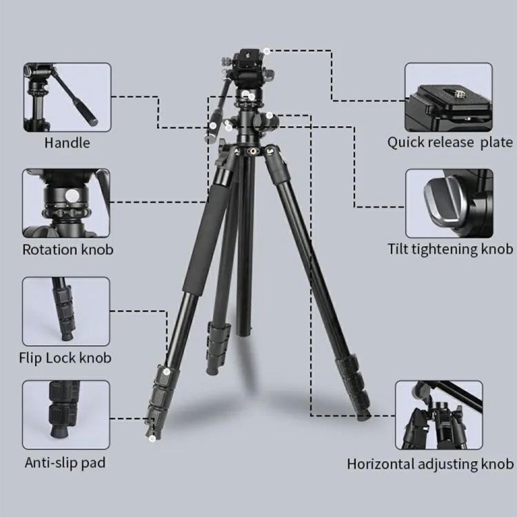 JMARY KS355+HG60 360 Degree Panoramic Ball Head DSLR Camera 2-in-1 Monopod Tripod