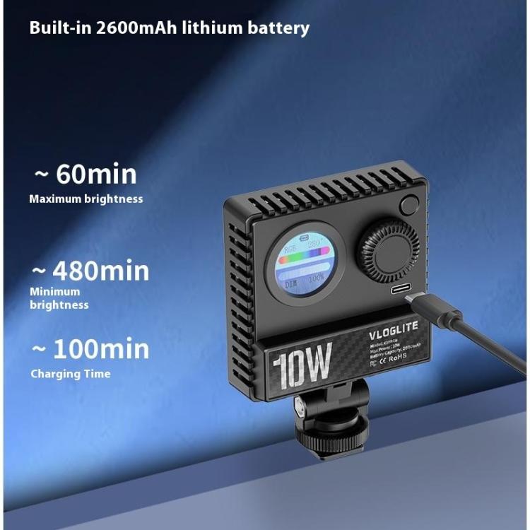 VLOGLITE K10RGB Ultra Thin Pocket Size RGB LED Camera Light Photography Videography Selfie Light