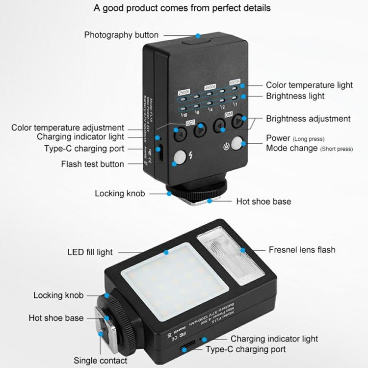 FL15 Camera External Photography Mini Flash Light Professional Portable Hot Shoe LED Light