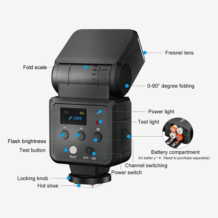 VLOGLITE F32 For Fuji Nikon Canon Sony DSLR Camera External Flash Light Portable Hot Shoe Light