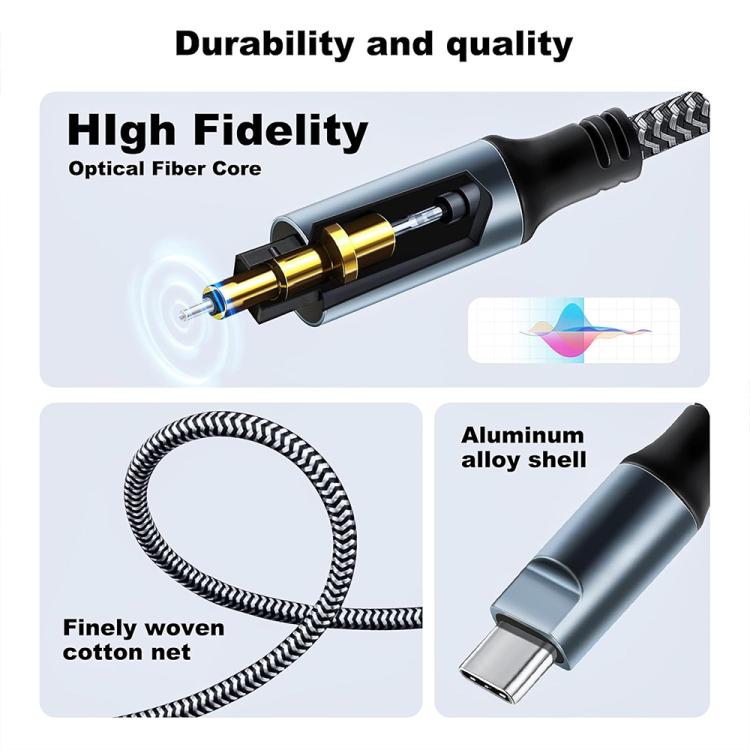 JUNSUNMAY Male USB Type-C to Male Toslink Optical Audio SPDIF Cable