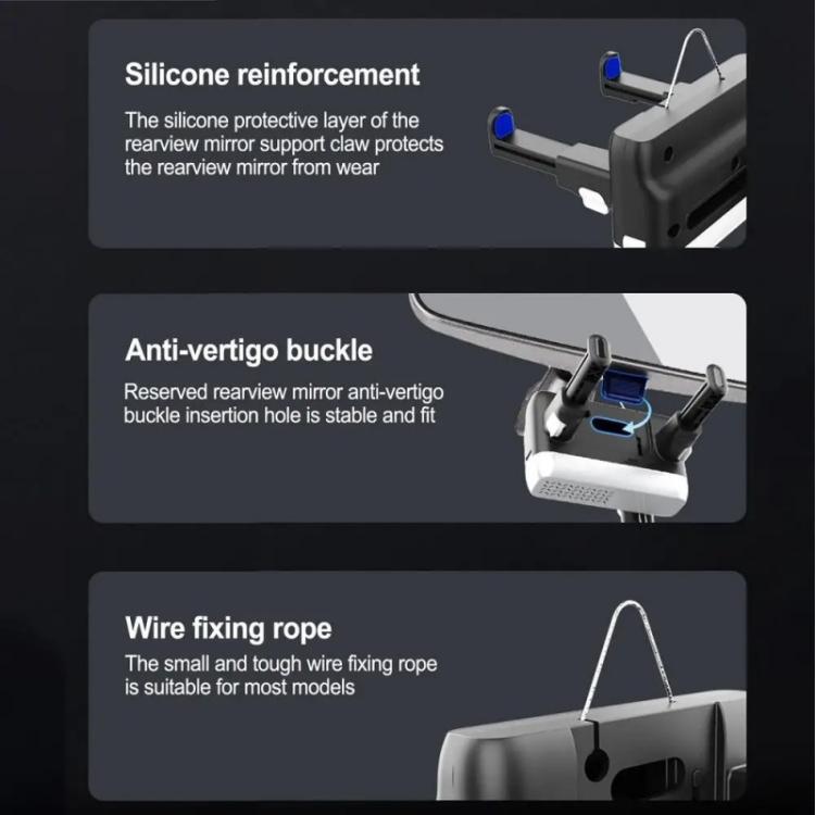 H256 360 Degree Rotation Cellphone Navigation Bracket Car Rearview Mirror Phone Holder