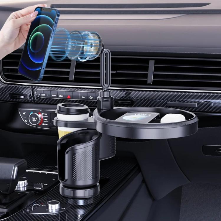 CP242F 15W Fast Charging Wireless Charger Car Cup Holder Magnetic Phone Navigation Stand