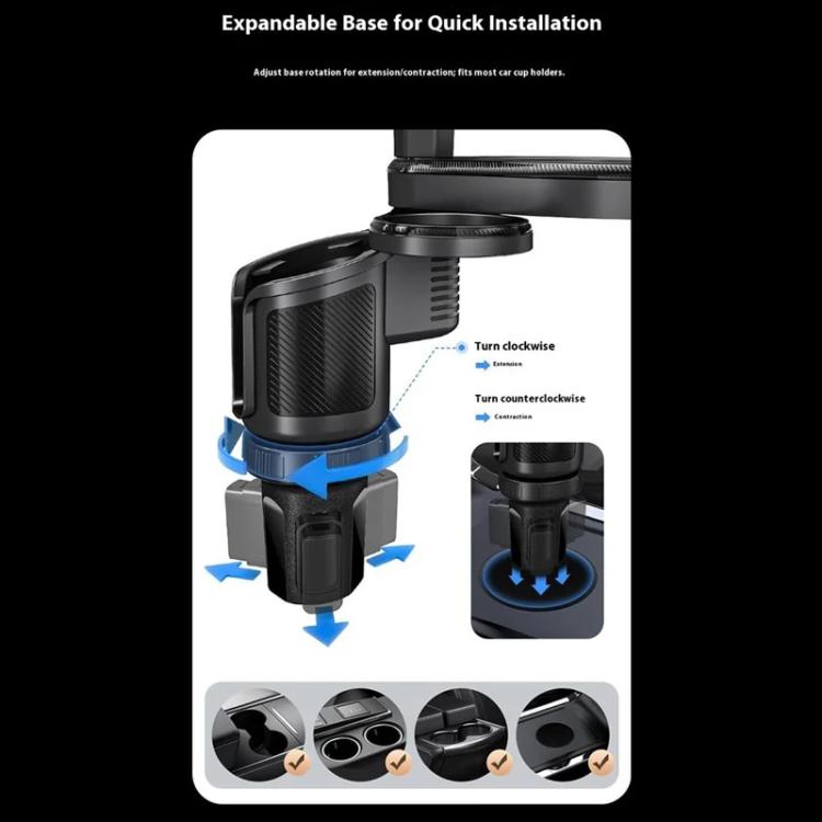 CP242F 15W Fast Charging Wireless Charger Car Cup Holder Magnetic Phone Navigation Stand