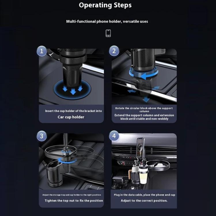 CP242F 15W Fast Charging Wireless Charger Car Cup Holder Magnetic Phone Navigation Stand