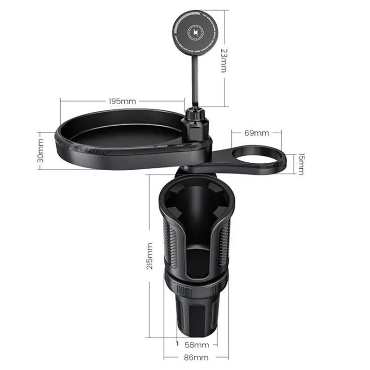 CP242F 15W Fast Charging Wireless Charger Car Cup Holder Magnetic Phone Navigation Stand