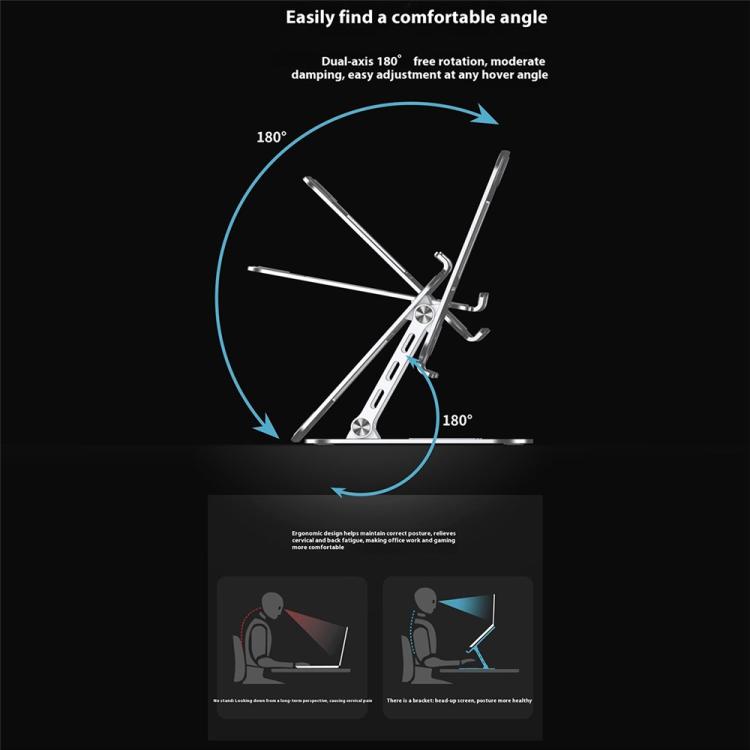 J22 Dissipation Adjustable Height Nano Steel Folding 17.3 Inch Laptop Stand Metal Base