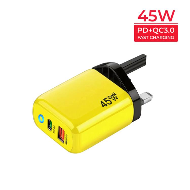 GaN 45W PD3.0 + QC3.0 Fully Compatible Protocol Charger for Laptops / Tablets, UK Plug