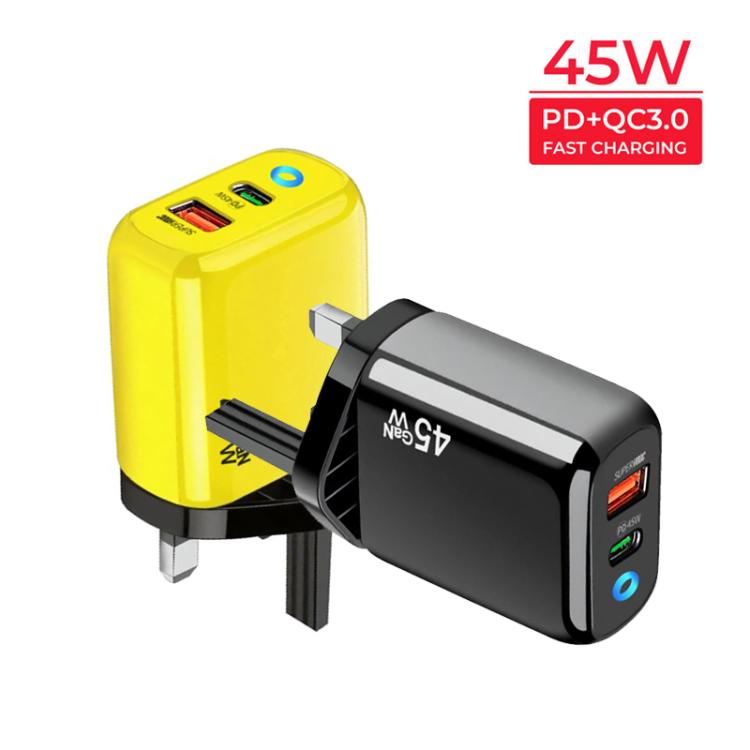 GaN 45W PD3.0 + QC3.0 Fully Compatible Protocol Charger for Laptops / Tablets, UK Plug