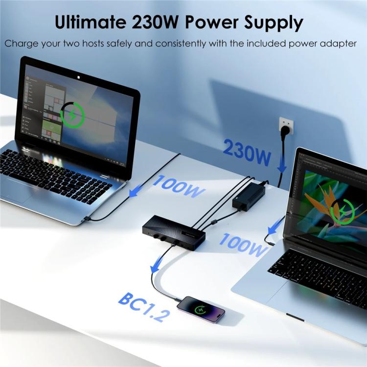 WAVLINK UG69PD27 USB-C KVM Exchanger Hub Adapter DisplayLink 4K Monitor Docking Station