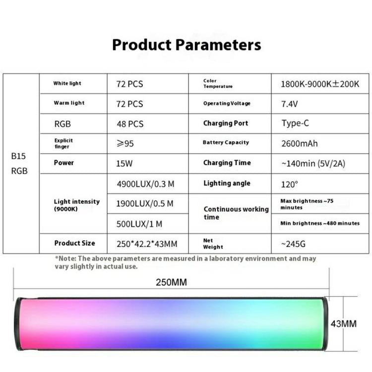 VLOGLITE B15RGB For Photography Live Streaming RGB Ambient Lamp Handheld LED Light Stick