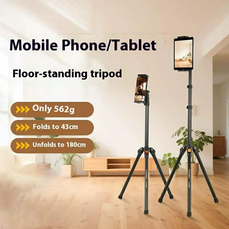 YUNTENG VCT-5229 For Smartphone / Tablet Folding Floor Stand Adjustable Height Tripod