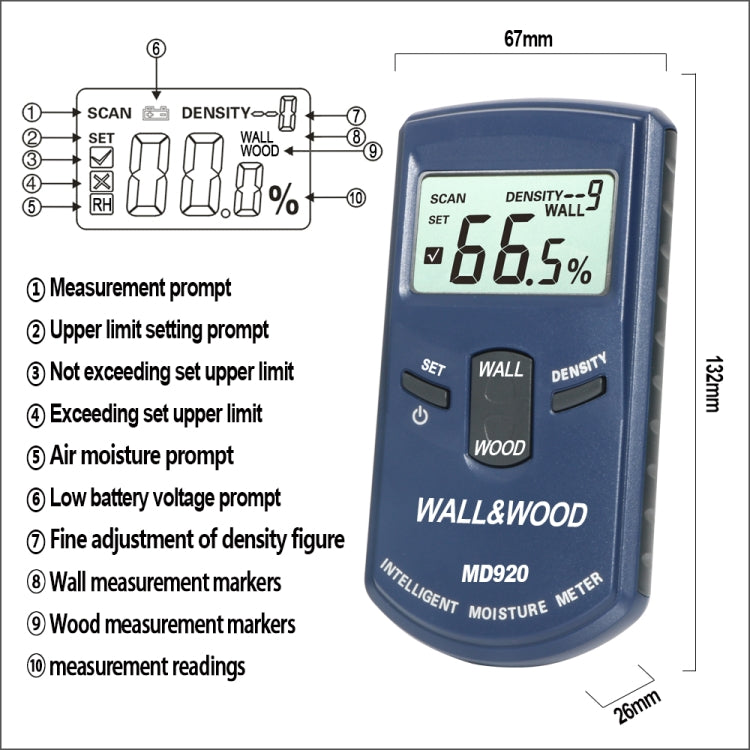 MD920 Wall Surface Wood Moisture Tester
