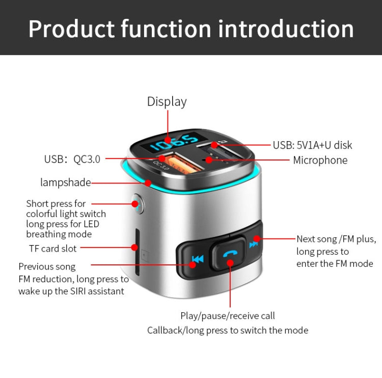 BC41 Multi-Functional MP3 Player, Bluetooth Receiver, USB Charger, Automobile Cigarette Lighter