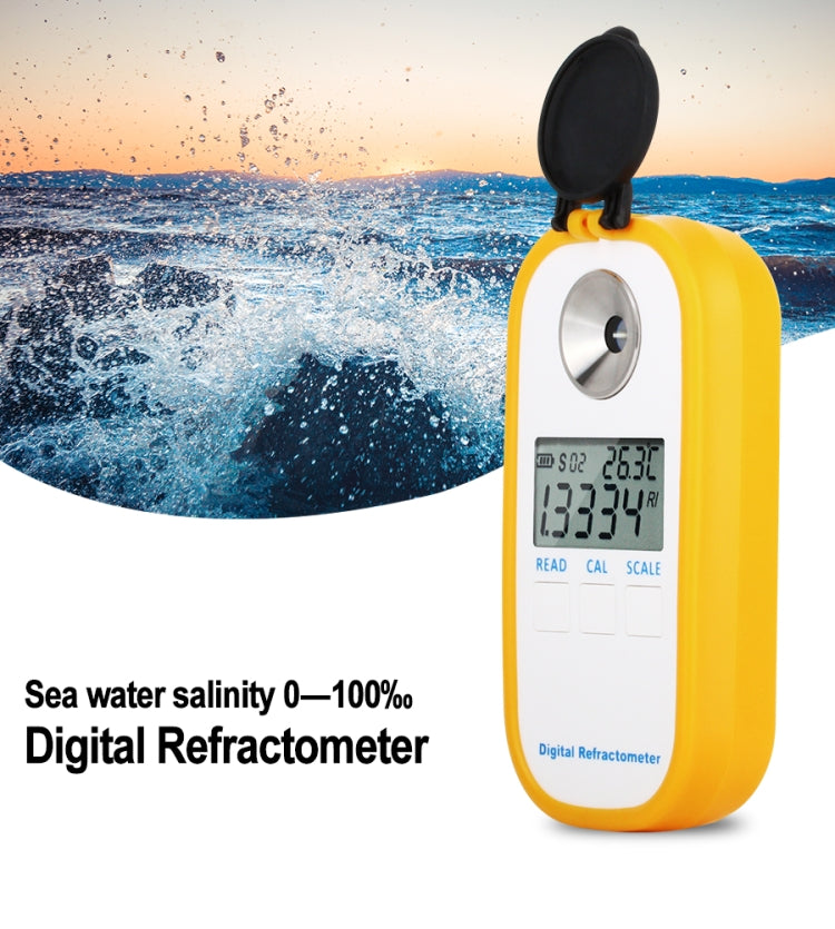 DR202 Digital Sea Water Refractometer Seawater Salinity Meter Specific Gravity Range 0―100‰ Chlorinity 0~57‰ Refractometer