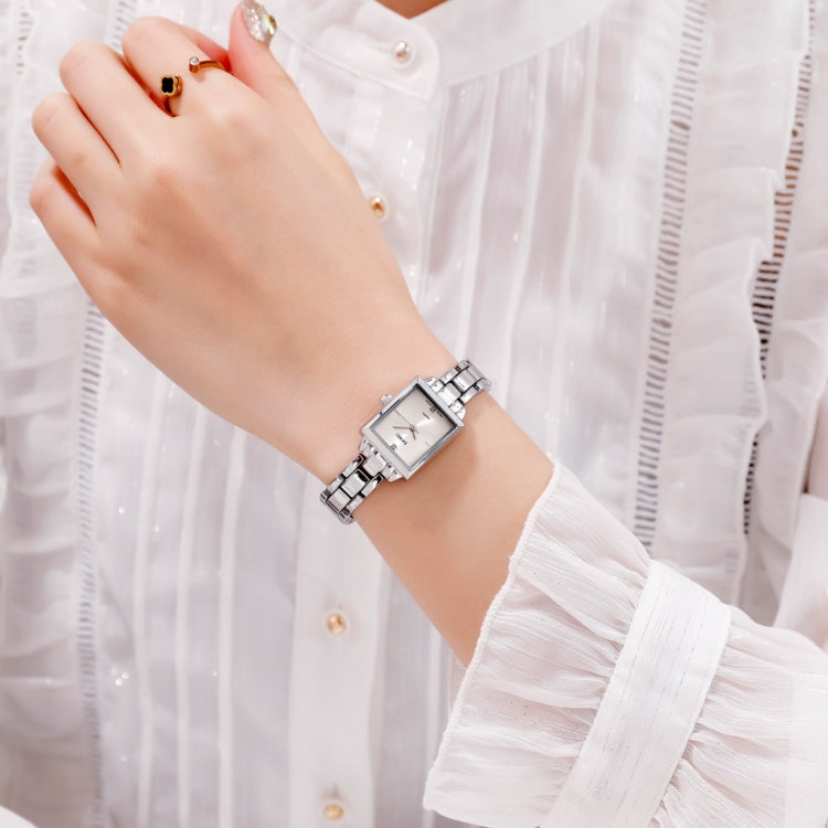 SKMEI 1407 Business Fashion Watch with Diamonds Delicate and Elegant Square Zinc Alloy Quartz Watch for Women