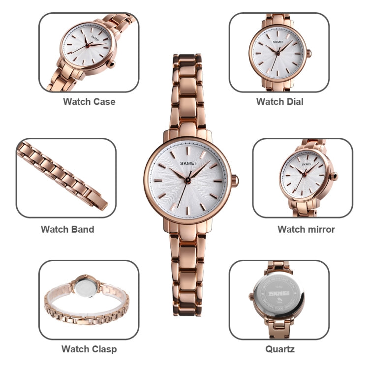 Skmei 1410 Lady Quartz Watch European and American Fashion Watch Business Leisure Steel Belt Lady Watch