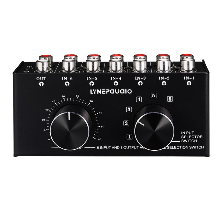 B016 6 Input 1 Output Audio Signal Source Selection Switcher, Output Volume Adjustment Control RCA Port