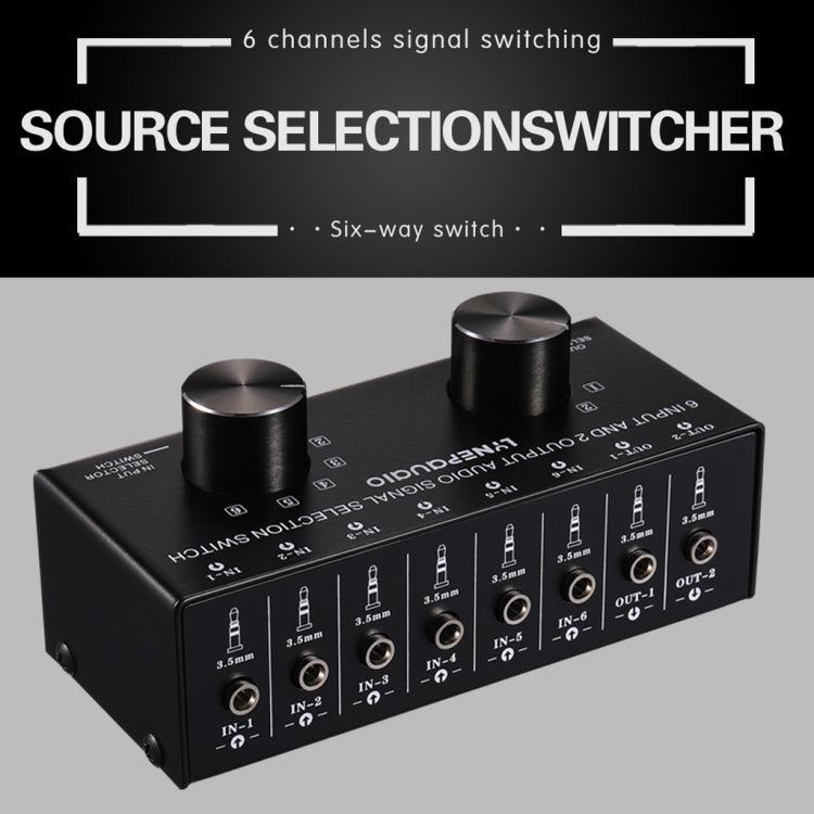 B027 6 input 2 output or 2 input 6 output audio signal source selection switcher 3.5mm interface
