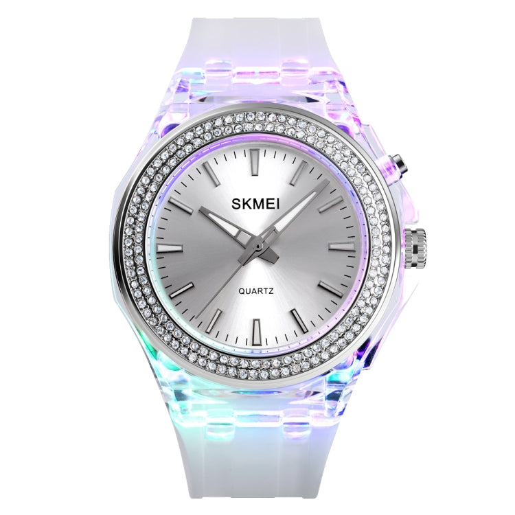 SkMEI 1553 Women LED Color Light Transparent Waterproof Watch Inlaid With Water Drill
