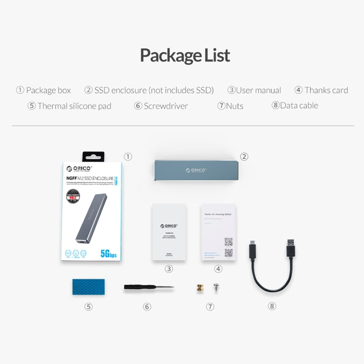 ORICO PVM2F-C3  NGFF M.2 SSD Hard Drive Enclosure