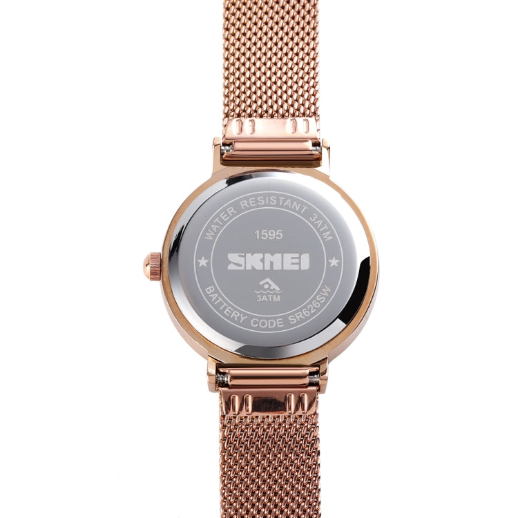 Skmei 1595 Fashion Elegant Scale Free Steel Mesh Belt Women's Watch Waterproof Business Student Quartz Watch Female