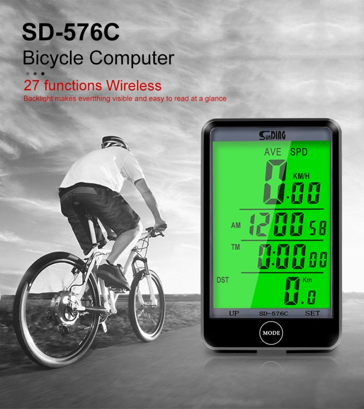 SD-576C Bicycle LCD Backlight Stopwatch Bike Speedometer Cycling Odometer Stopwatch