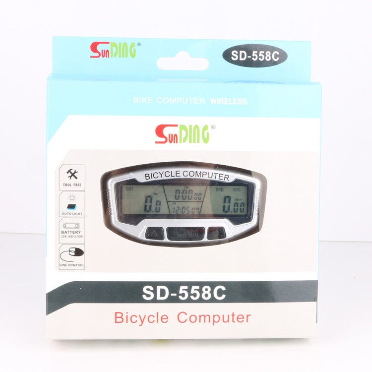 SUNDING SD-558C Bicycle Computer Wireless Digital LCD Backlight Road Speedometer Stopwatch Speedometer