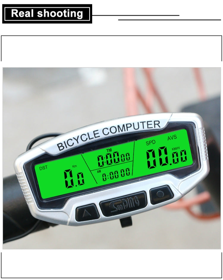 SUNDING SD-558C Bicycle Computer Wireless Digital LCD Backlight Road Speedometer Stopwatch Speedometer
