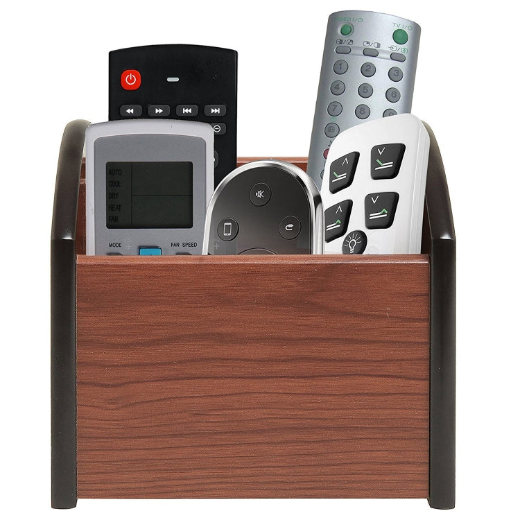 4-compartment Wooden Storage Box Pen Holder