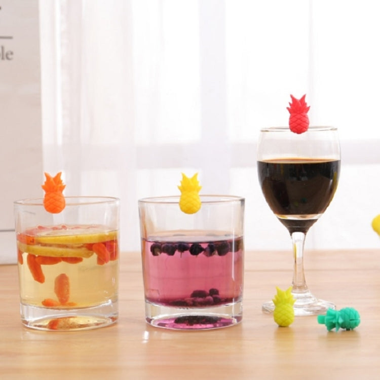 6pcs / Set Wine Glass Silicone Pineapple Mark Distinguisher Party Fruit Shape Cup Mark