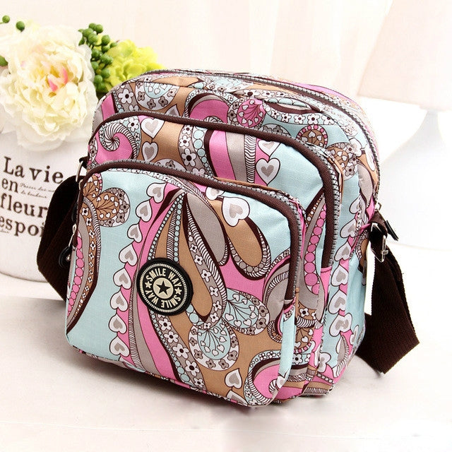 Women Shoulder Bag Waterproof Nylon Handbag Multilayer Crossbody Bag