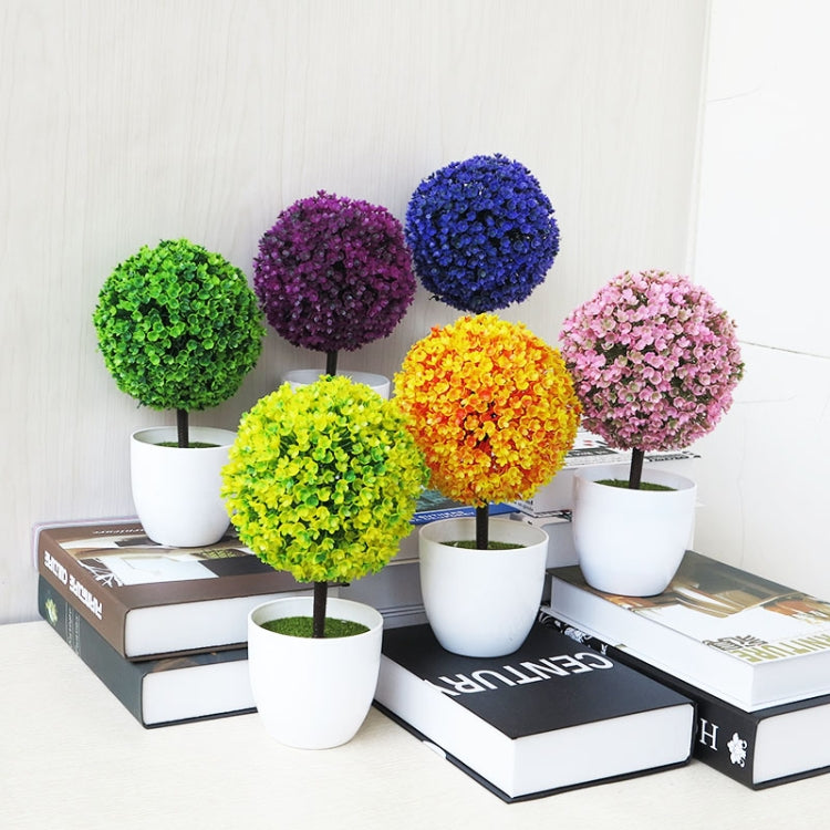 Desktop Simulation Plant Mini Grass Ball Bonsai Decorated Plastic Flower Cherry Blossom Snowball Artificial Flowers