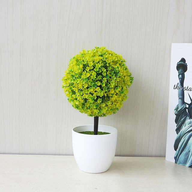 Desktop Simulation Plant Mini Grass Ball Bonsai Decorated Plastic Flower Cherry Blossom Snowball Artificial Flowers